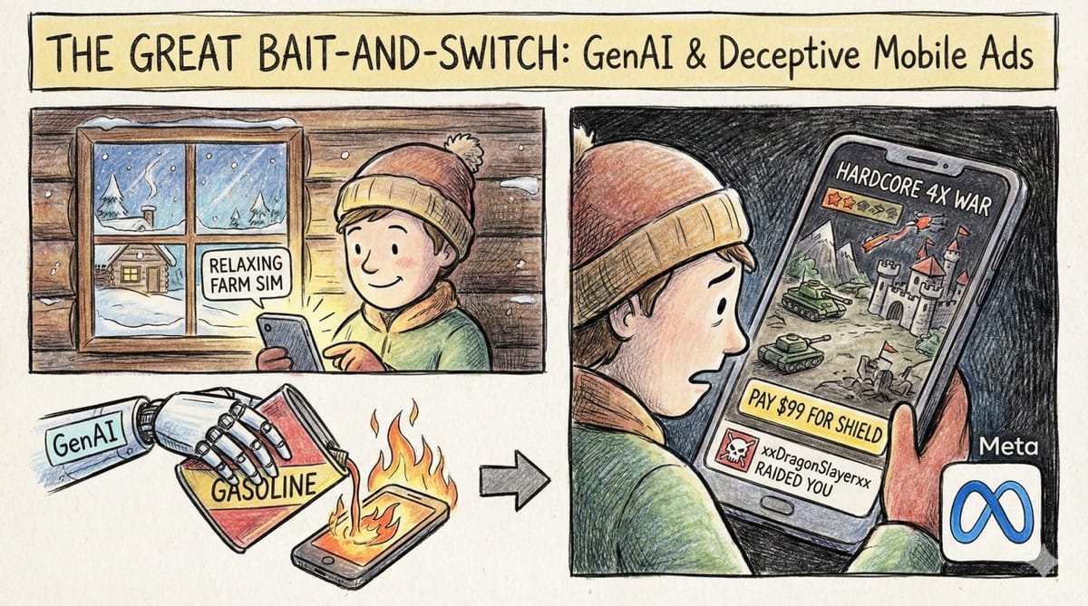 The Great Bait-and-Switch: How GenAI is Turbocharging Deceptive Mobile Ads on Meta