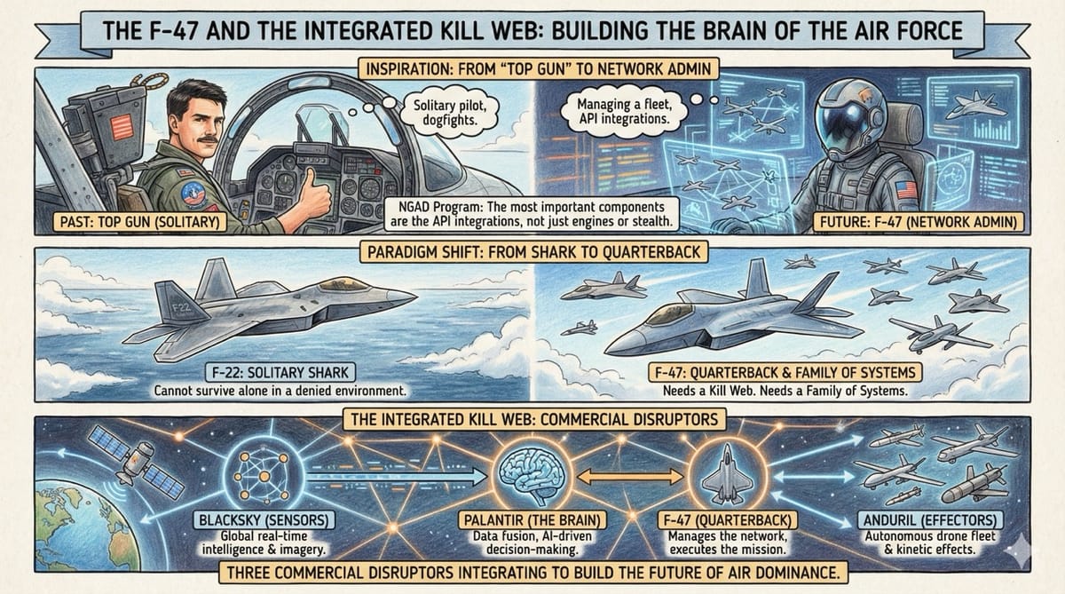 The F-47 and the Integrated Kill Web: How Palantir, Anduril, and BlackSky Are Building the Brain of the Air Force